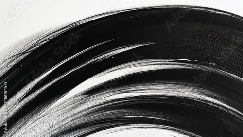 Dynamic Black Brush Stroke Abstract Art on White Background