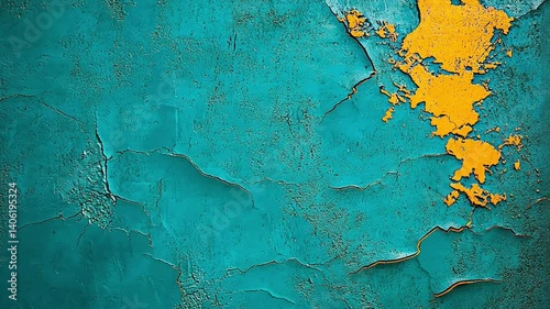 Textured Abstract Background With Turquoise and Yellow Elements