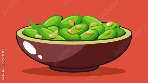 A large bowl of salted edamame providing a proteinpacked option for snacking during a long craft night.. Vector illustration