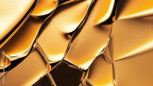 Golden Metallic Abstract Texture with Dynamic Reflections and Curves