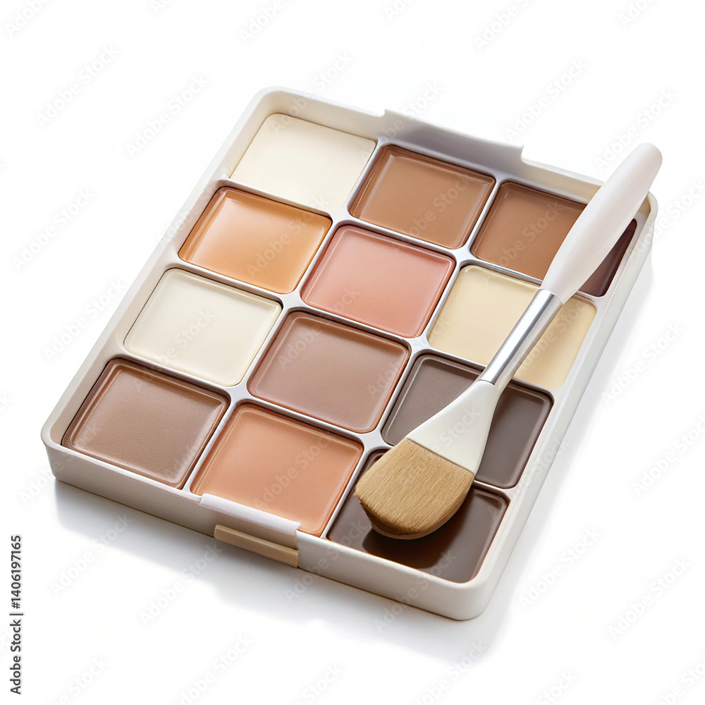 Plastic foundation mixing palette with a built-in spatula Plastic foundation mixing palette with a built-in spatula