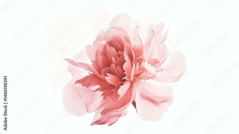 Elegant Pink Peony Flower in Full Bloom: A Delicate Watercolor Painting for Artistic Designs and Creative Projects Elegant Pink Peony Flower in Full Bloom: A Delicate Watercolor Painting for Artistic Designs and Creative Projects