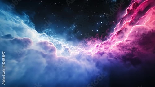 Majestic Cosmic Clouds with Vibrant Colors and Starry Background