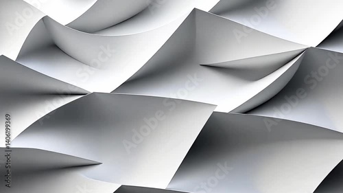 Abstract White Paper Texture with Dynamic Waves and Shadows