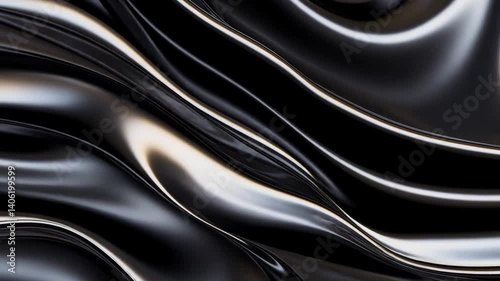 Abstract Textured Waves in Shiny Dark Surface with Fluid Motion