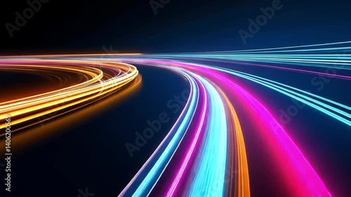 Colorful Light Trails in Motion with Dark Background Effects