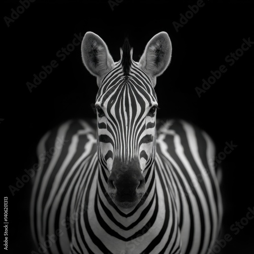Zebra with symmetrical stripes and mirrored framing