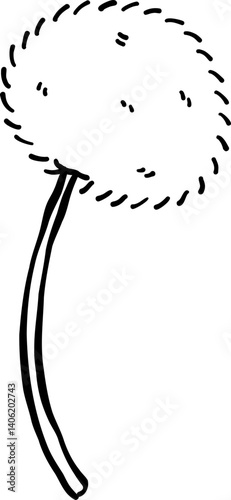 Cute Dandelion Flower Outline Cartoon Hand Drawn