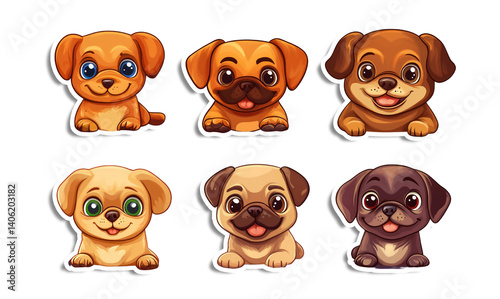 Emoji Cartoon Dog Emoticon Sticker on transparent background, Generative AI.