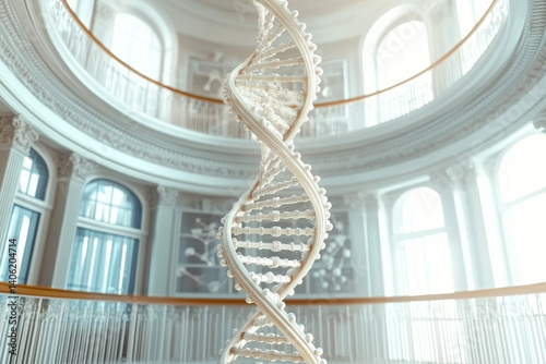 Glass human DNA helix staircase interior