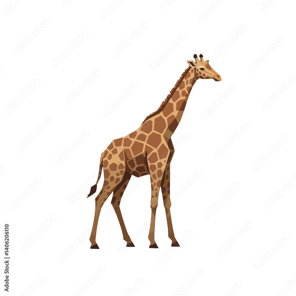 Naklejka premium A beautiful giraffe standing tall on a white background