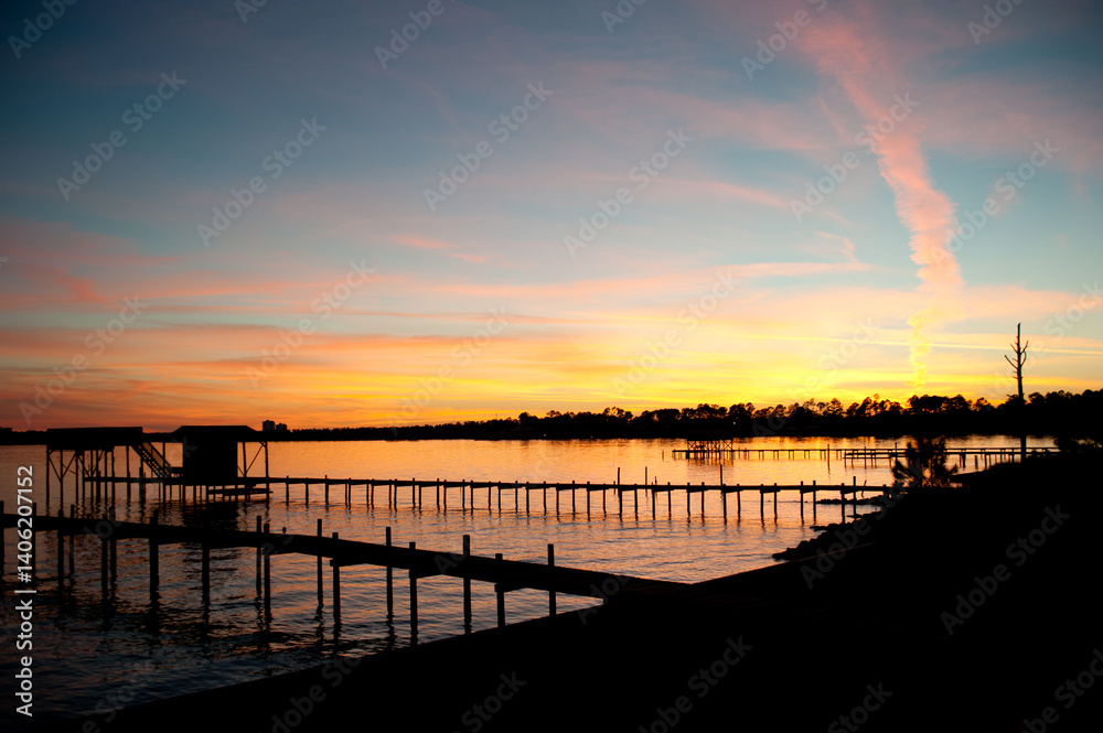 Fototapeta premium sunset over Arnica Bay