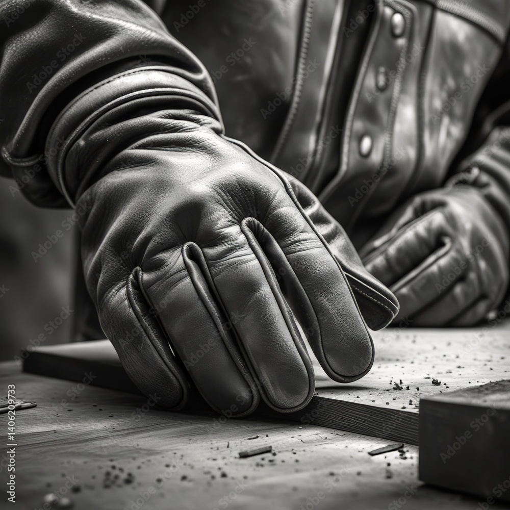 Fototapeta premium Durable Leather Work Gloves for Heavy-Duty Industrial Use