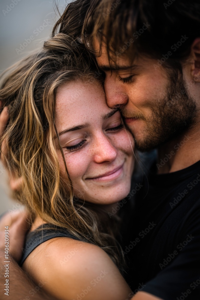 A pair enjoys a heartfelt embrace, highlighting their deep connection and affection. A pair enjoys a heartfelt embrace, highlighting their deep connection and affection.