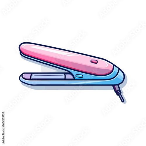 Sleek Pink and Blue Hair Straightener Illustration
