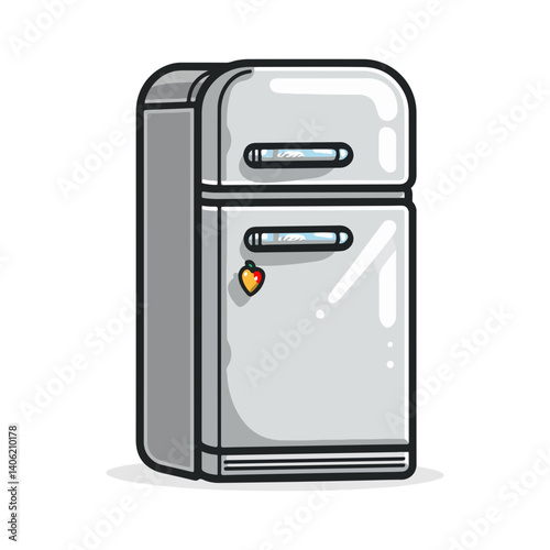 Retro Refrigerator Illustration Vintage Kitchen Appliance Design