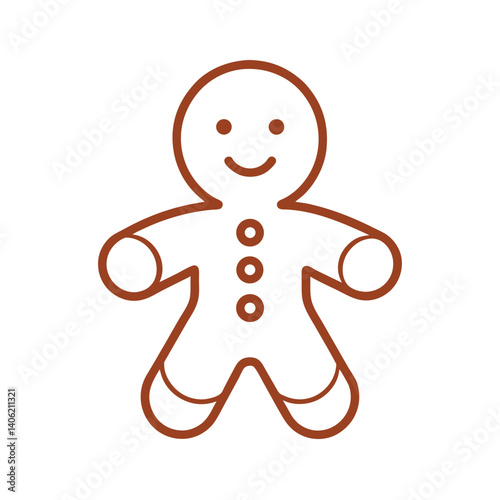 Gingerbread Giggle Outline Vector on White Background
