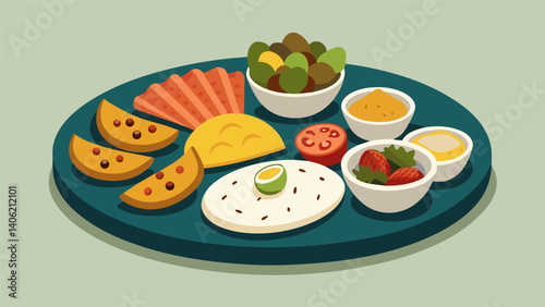 A crowdpleasing option this vegetarian mezze platter features panfried halloumi slices crispy falafel bites and marinated artichokes all served with. Vector illustration