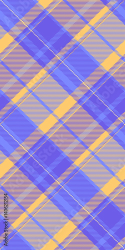 Dining seamless pattern texture, naked vector background fabric. Window plaid tartan check textile in amber and indigo colors.