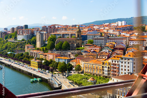Wallpaper Mural Panorama view of Portugalete with river from Vizcaya Bridge, Spain.. Torontodigital.ca