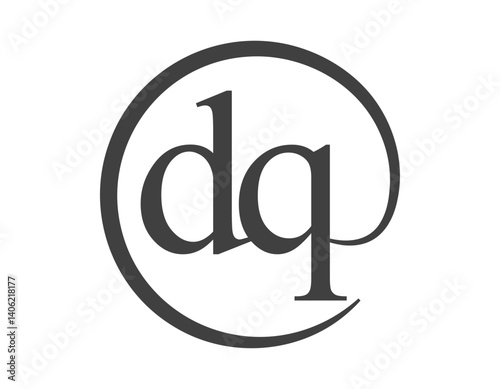 DQ logo from two letter with circle shape email sign style. D and Q round logotype of business company