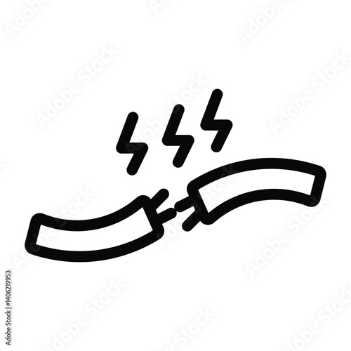 icon broken cable short circuit electricity wire