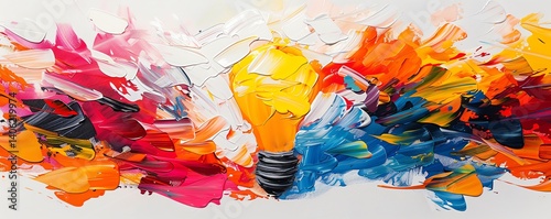 Abstract painting of innovative ideas blossoming, imagination, creation photo