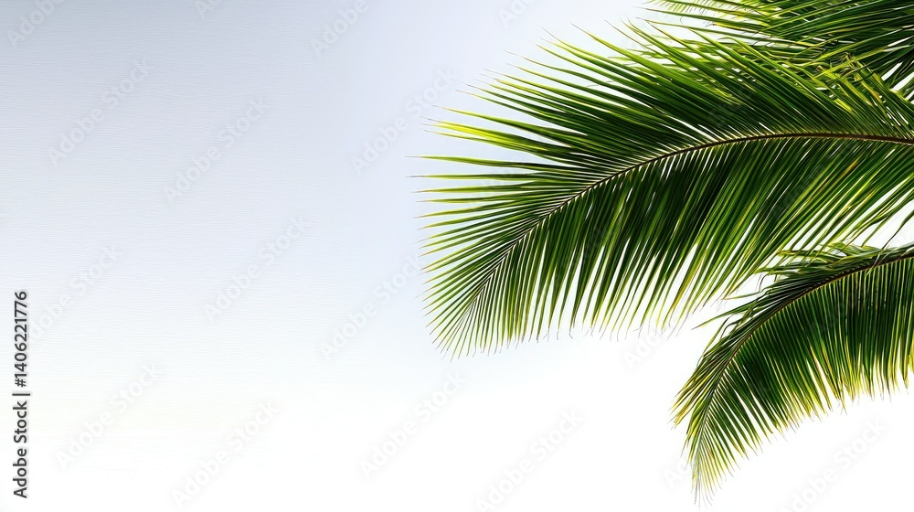 Naklejka premium Tropical Paradise: Lush Palm Fronds Against a Serene Sky