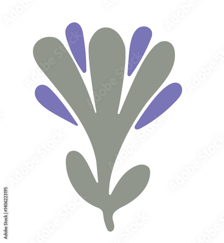 Abstract purple and green flower