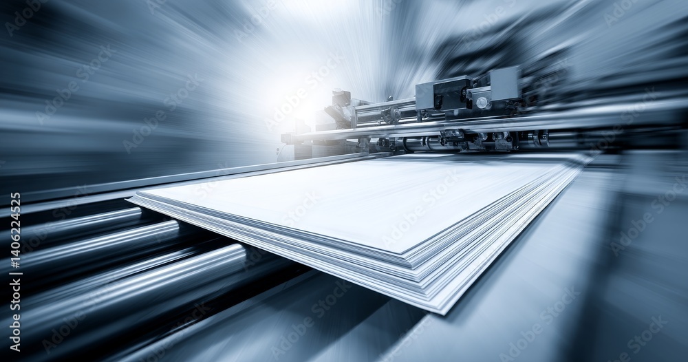 Close-Up of Printing Press with Sharp Edges and Dynamic Motion Blur for Creative Projects