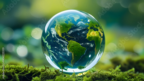 Crystal Globe & Green Nature: Sustainability, Ecology & Environmental Conservation