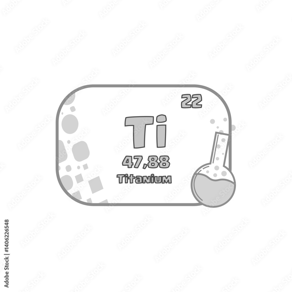 Titanium vector icon. Ti periodic element. Atomic number forty seven. Educational symbol shape. Titanium vector icon. Ti periodic element. Atomic number forty seven. Educational symbol shape.