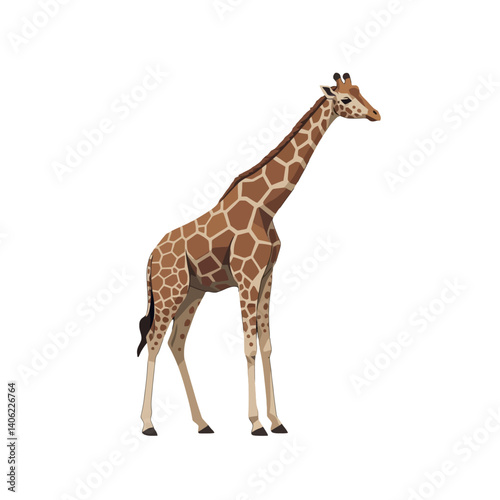 A majestic giraffe standing tall on a white background.