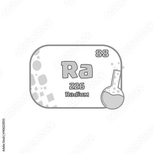 Chemical Ra symbol. Radium element icon. Atomic number eighty eight. Vector science block.
