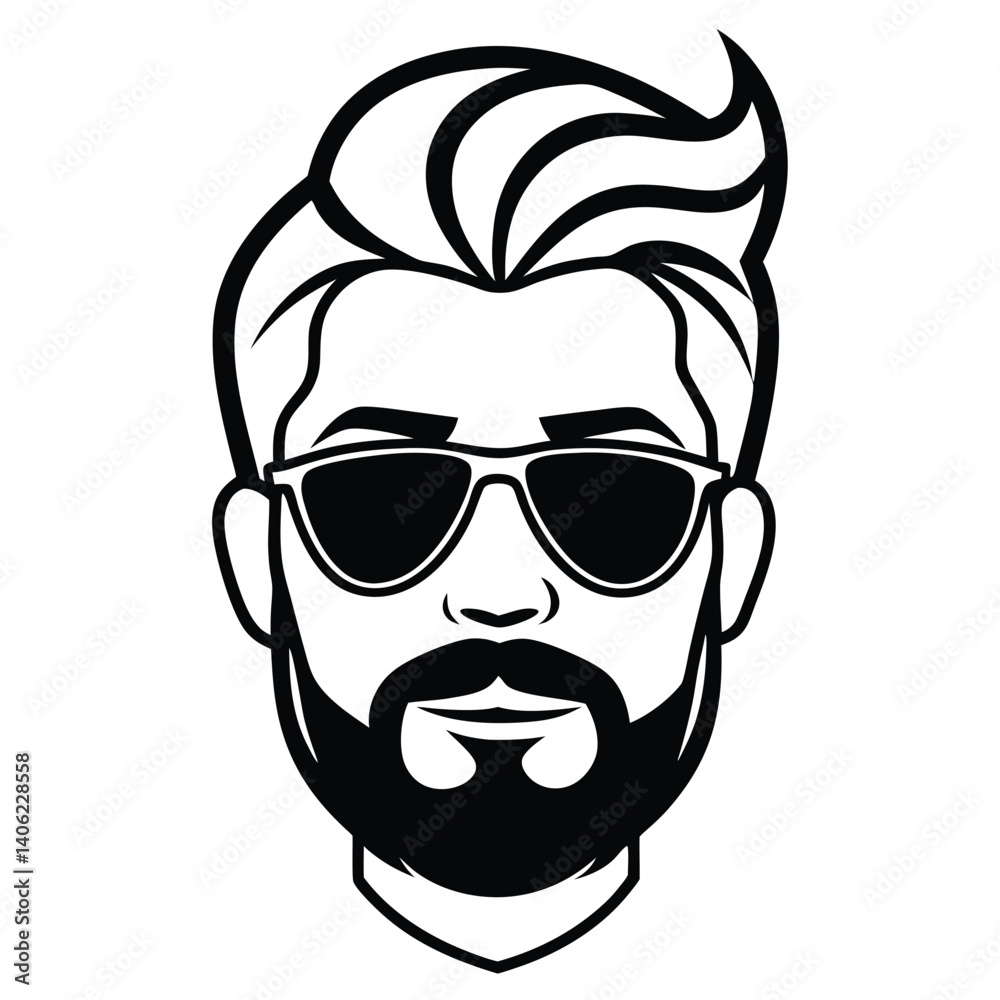 Man with Beard Vector Illustration, Cool Guy Graphic