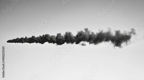 Black Smoke Plume Against White Background