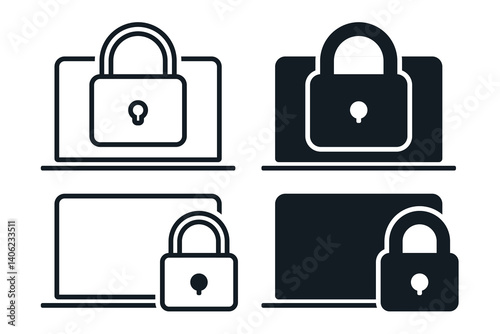 Locked laptop computer icon. Illustration vector