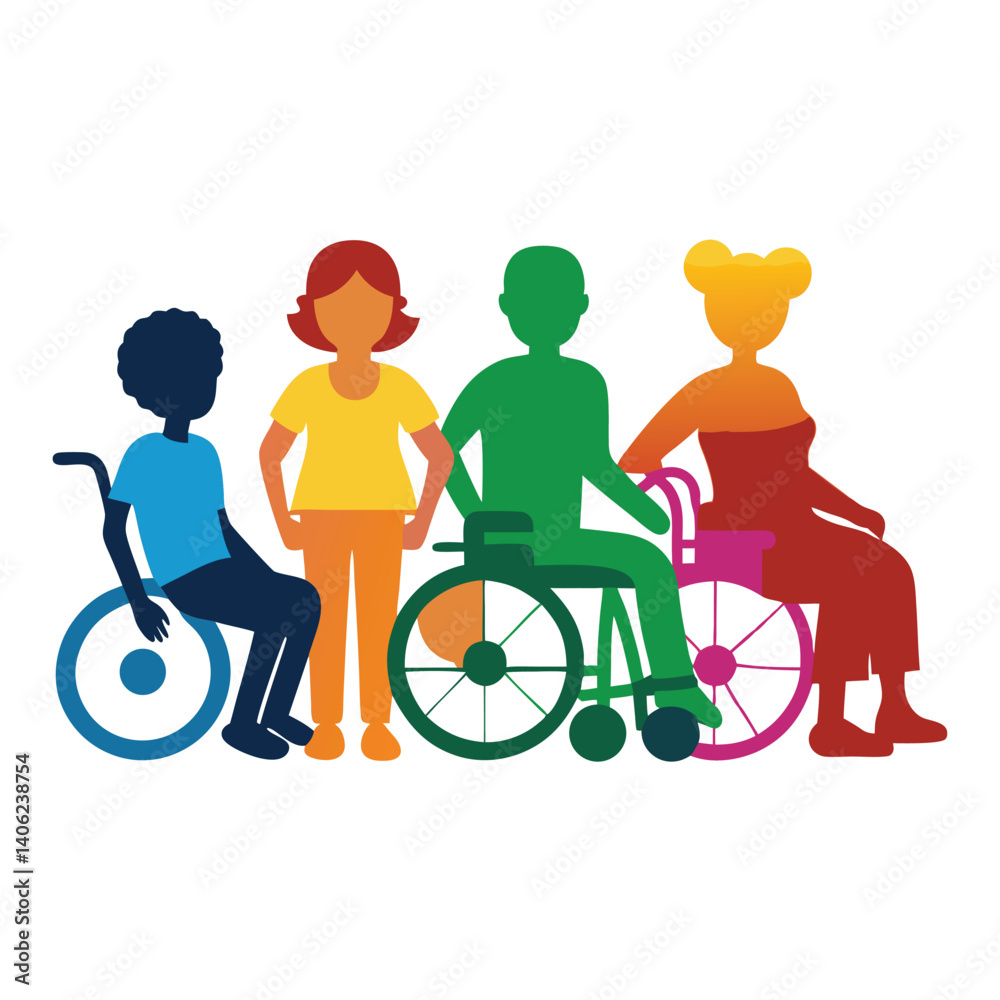 Group Of Diverse People And Persons With Disabilities Illustration Group Of Diverse People And Persons With Disabilities Illustration