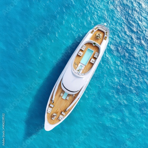 Luxurious Yacht Floating on Crystal Clear Turquoise Ocean Waters
