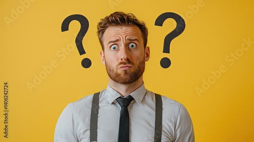 Confused Businessman for Yellow Background. (3)