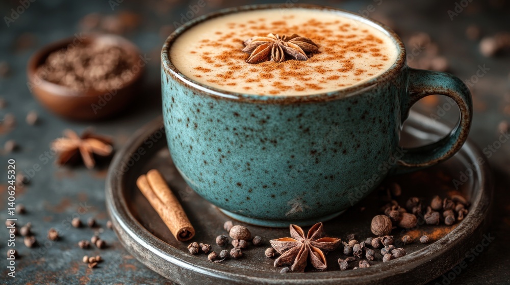 Aromatic Spiced Masala Chai in Teal Mug