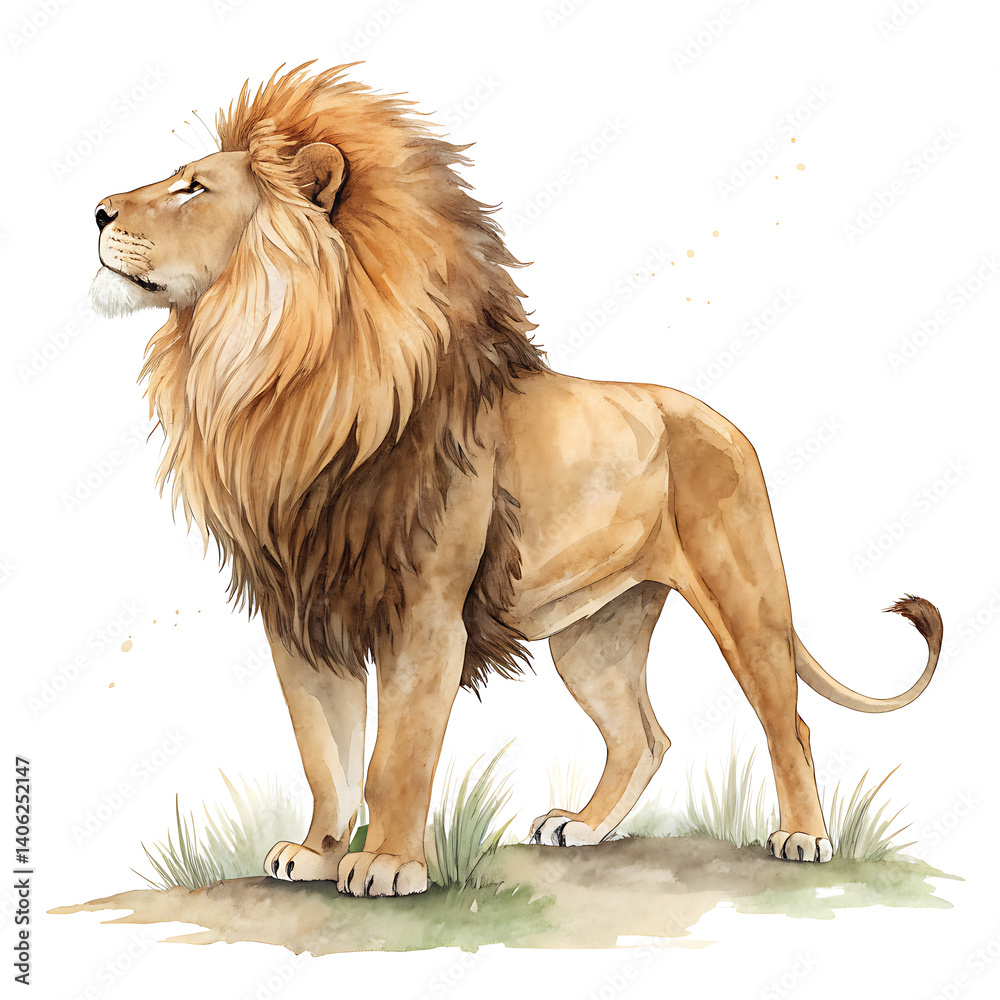 Obraz premium A Regal Animal in Nature, Detailed Illustration of a King of the Jungle