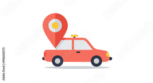Minimalist ride-share vehicle icon with location pin  