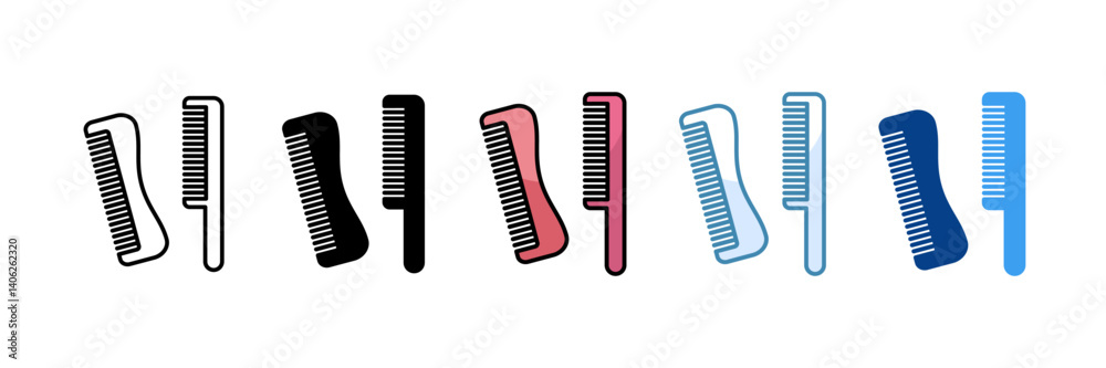 Comb Icon Set Multiple Style Collection Comb Icon Set Multiple Style Collection