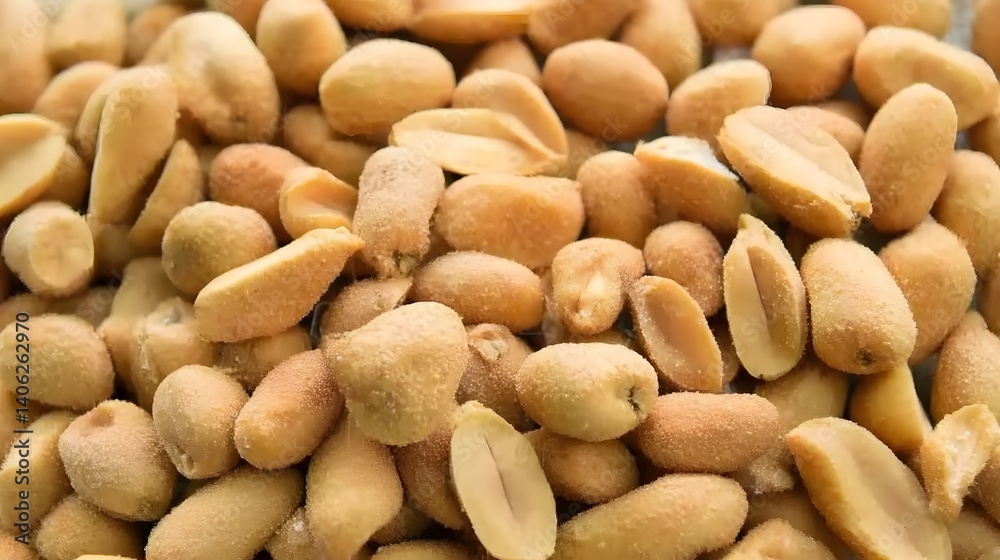 Close-up top view of raw peanuts in sharp focus with visible natural texture and skin details, high-resolution layout ideal for food ingredient concepts, organic snack promotions, and nutrition-relate Close-up top view of raw peanuts in sharp focus with visible natural texture and skin details, high-resolution layout ideal for food ingredient concepts, organic snack promotions, and nutrition-relate