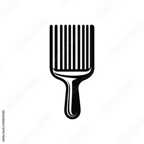 Afro Pick Comb Design, Textured Hair Tool Icon with Transparent Background