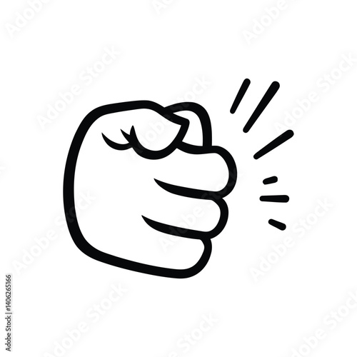 Cartoon Fist Knocking on Door with Sound Waves on Transparent Background