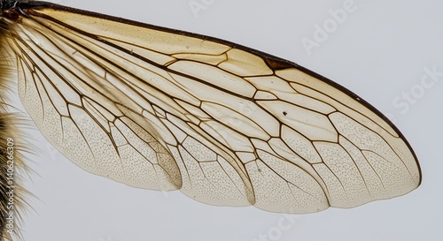 Insect Wing Close-Up Showing Intricate Vein Structure