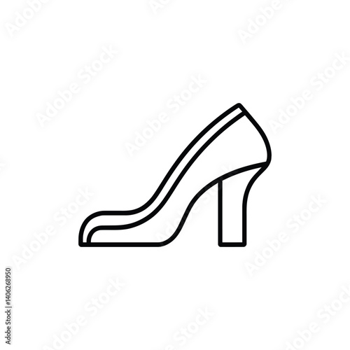High Heel Shoe Line Art Icon with Transparent Background, Fashion Footwear Design