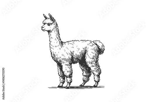 Alpaca hand drawn sketch illustration vector